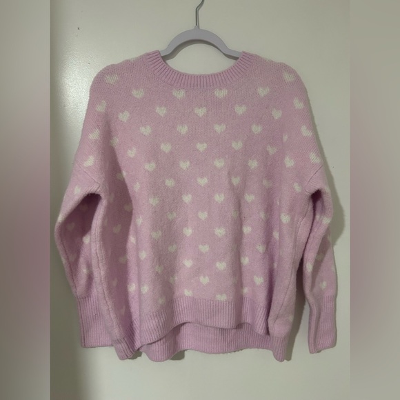Vince Camuto Pink Sweater with White Hearts - Picture 1 of 8